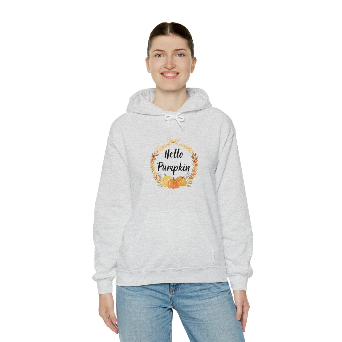 Hello Pumpkin Hooded Sweatshirt, Autumn Hoodie, Fall Aesthetic Sweatshirt, Long Sleeve Sweatshirt