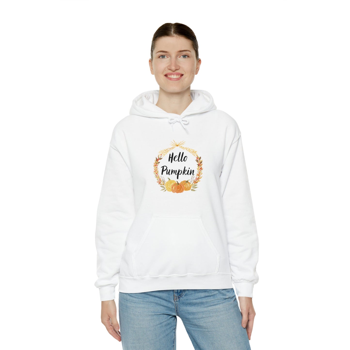 Hello Pumpkin Hooded Sweatshirt, Autumn Hoodie, Fall Aesthetic Sweatshirt, Long Sleeve Sweatshirt
