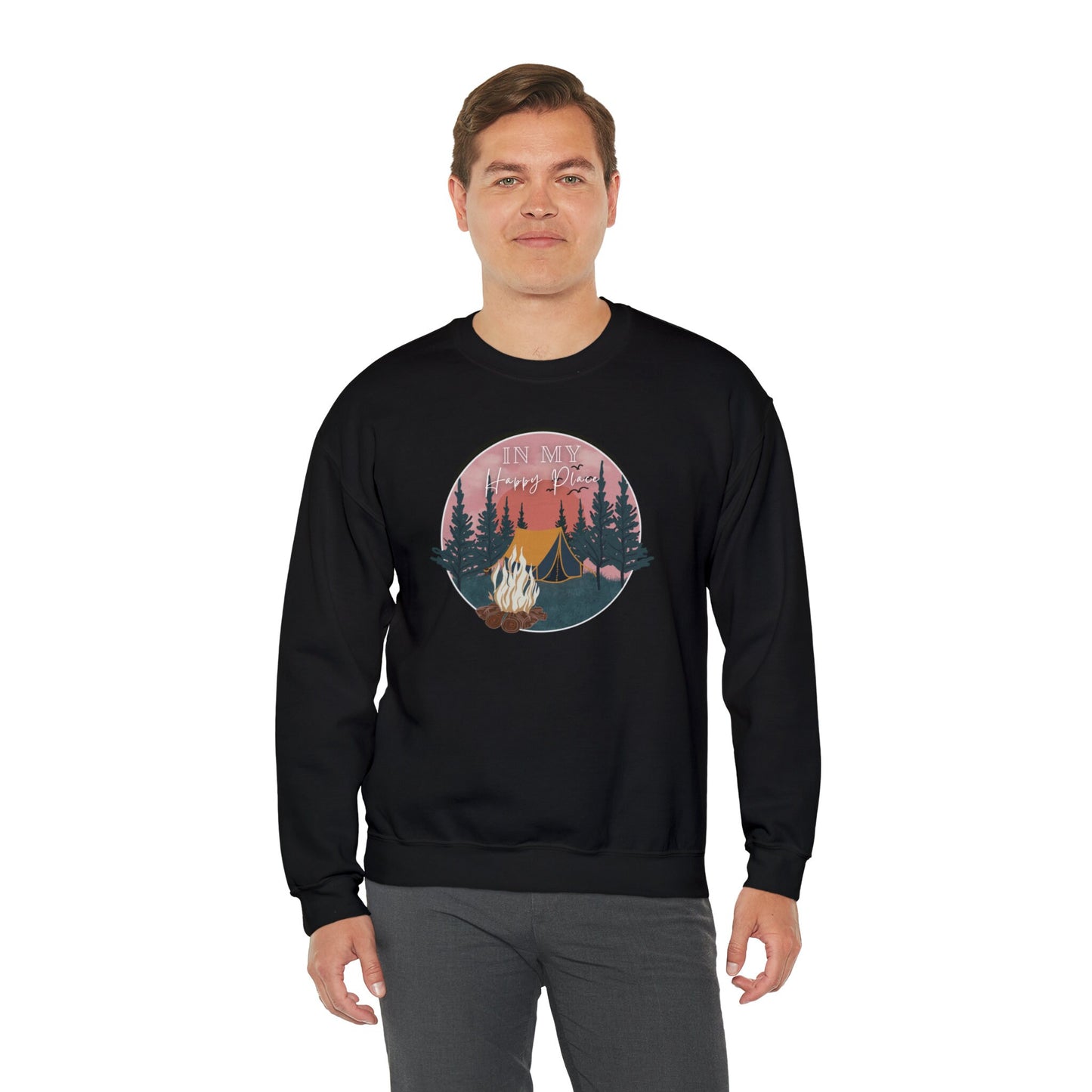 Camping In My Happy Place Sweater, Colourful Sweater, Fall Sweater, Autumn Sweatshirt EUR