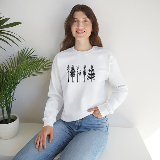 Pine Trees Sweater, Cotton Crewneck Sweater, Winter Sweatshirt, Womens Sweatshirt