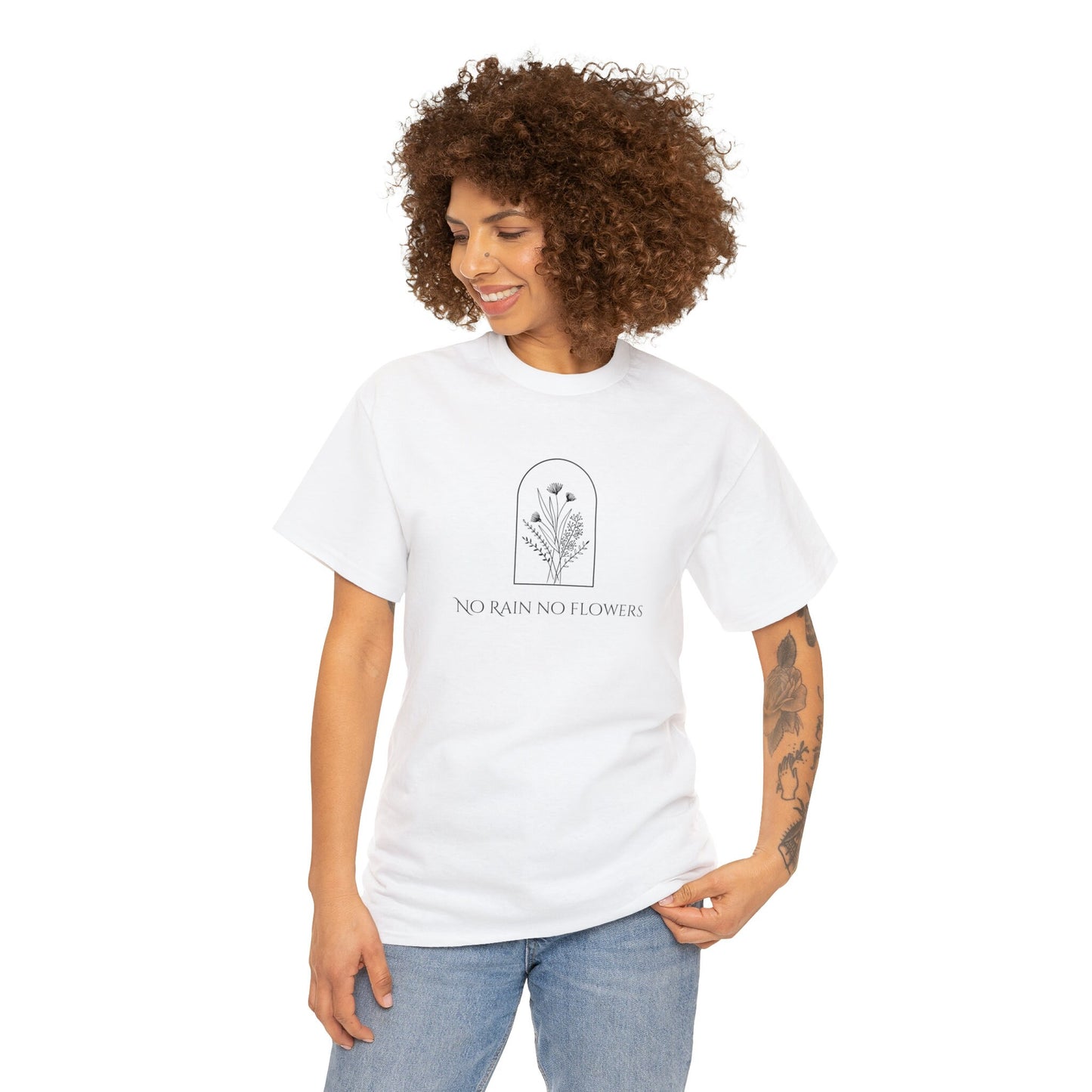 Wildflower No Rain No Flowers T-shirt, Floral Crewneck T-shirt, Floral Shirt