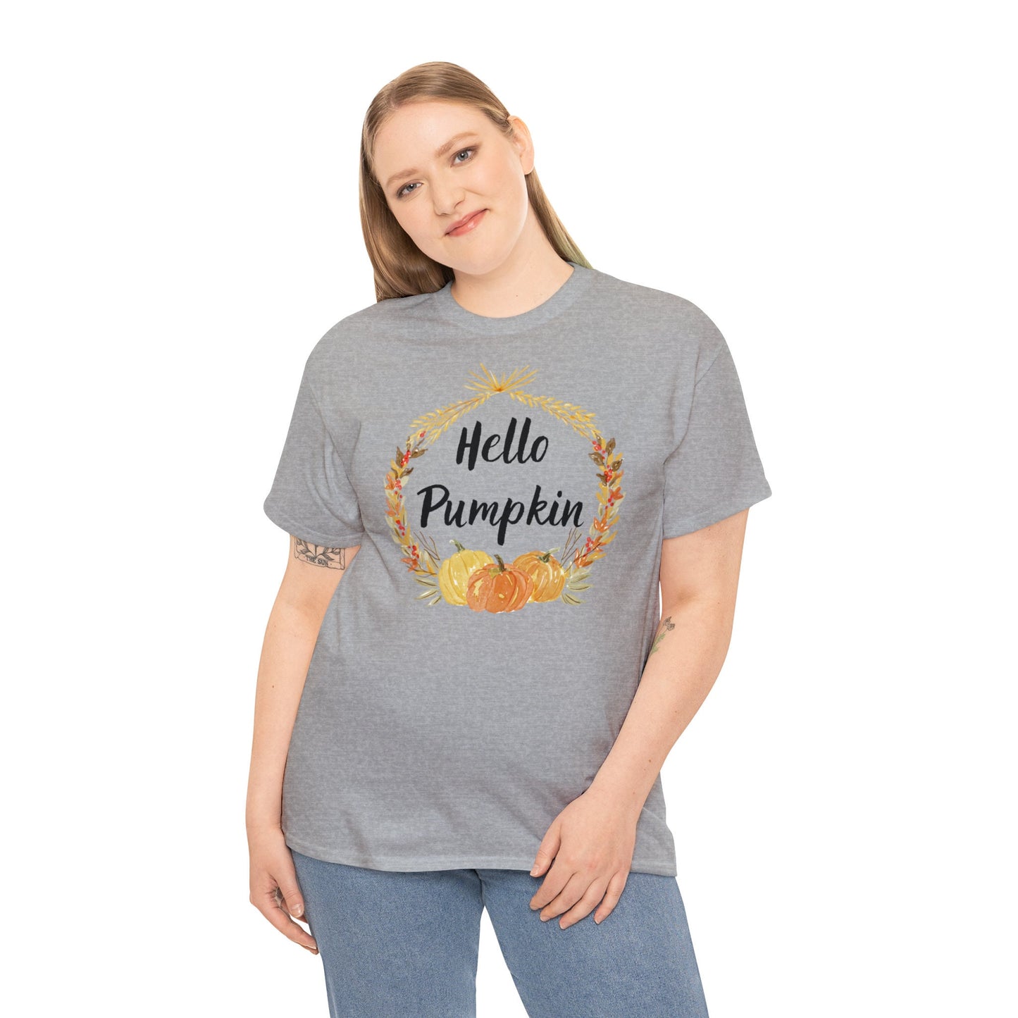 Hello Pumpkin T-shirt, Autumn T-shirt, Fall Aesthetic Shirt, Short Sleeve T-shirt EUR