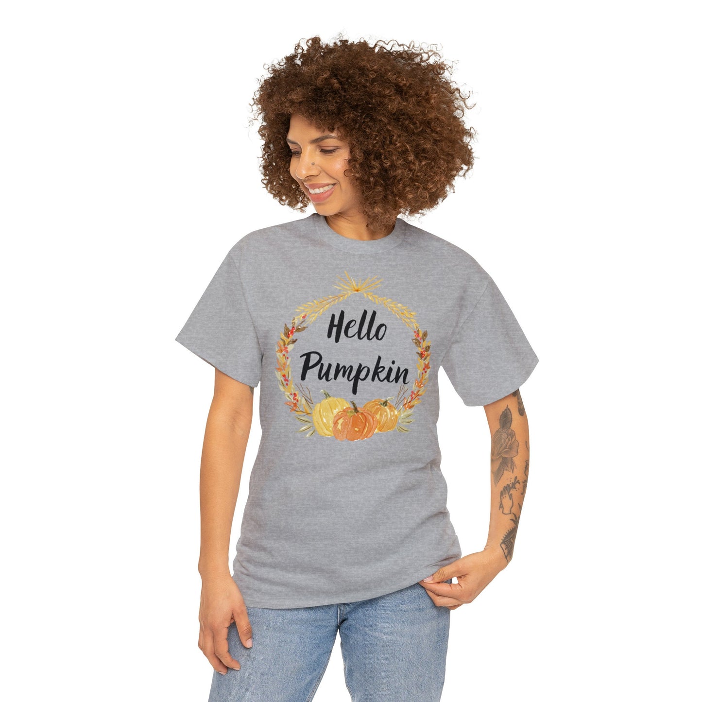 Hello Pumpkin T-shirt, Autumn T-shirt, Fall Aesthetic Shirt, Short Sleeve T-shirt EUR