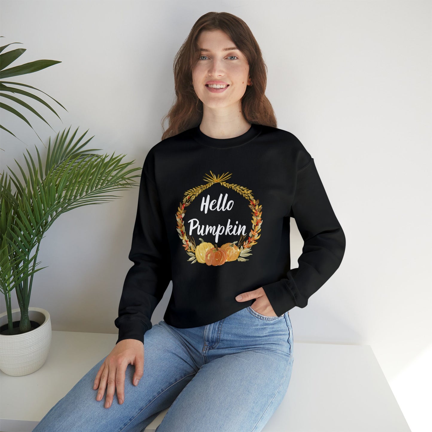 Hello Pumpkin Sweatshirt, Autumn Sweatshirt, Fall Aesthetic Sweatshirt, Long Sleeve Sweatshirt