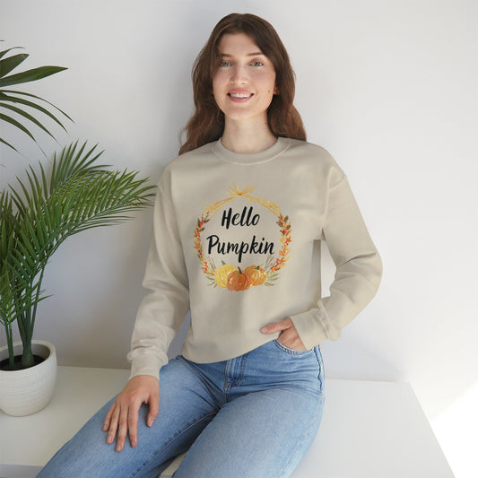 Hello Pumpkin Sweatshirt, Autumn Sweatshirt, Fall Aesthetic Sweatshirt, Long Sleeve Sweatshirt EUR