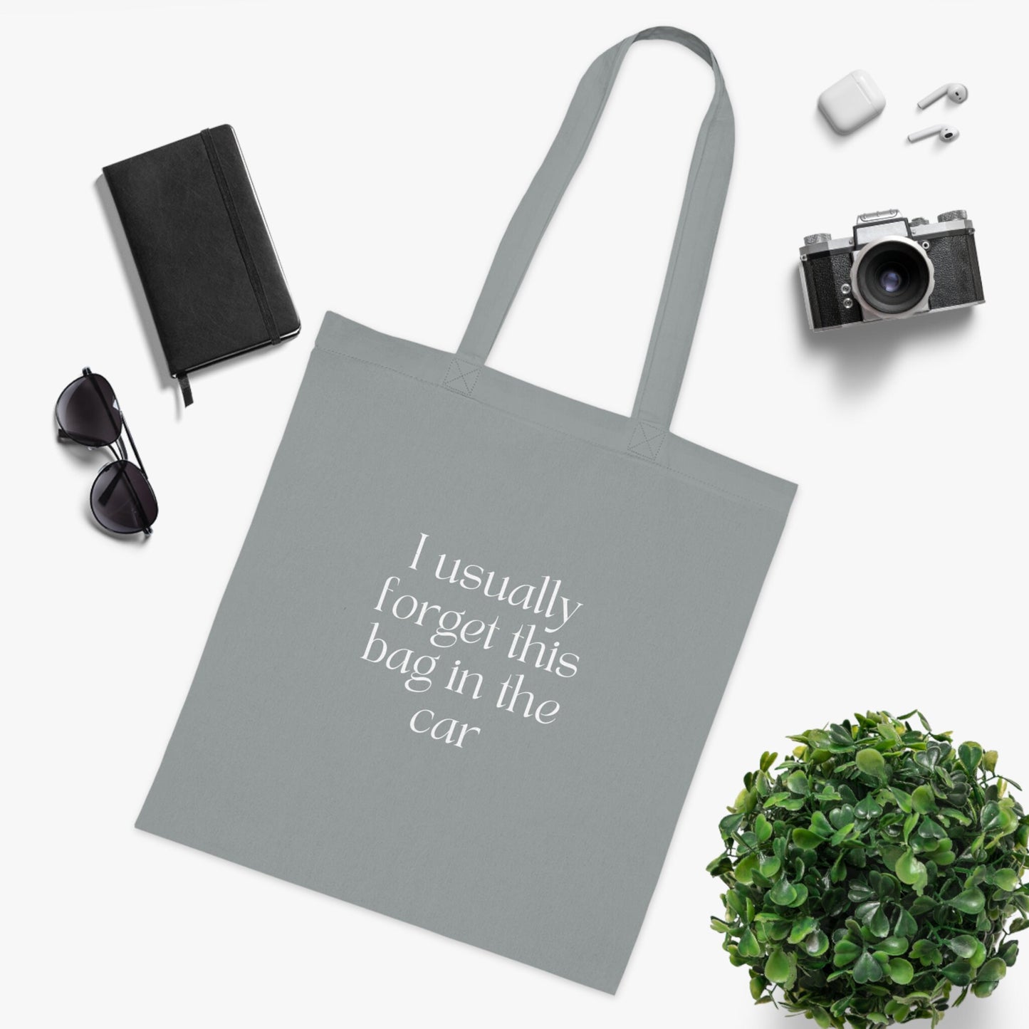 Funny Slogan Cotton Tote Bag, I Usually Forget This Bag In The Car, Tote Shopping Bag