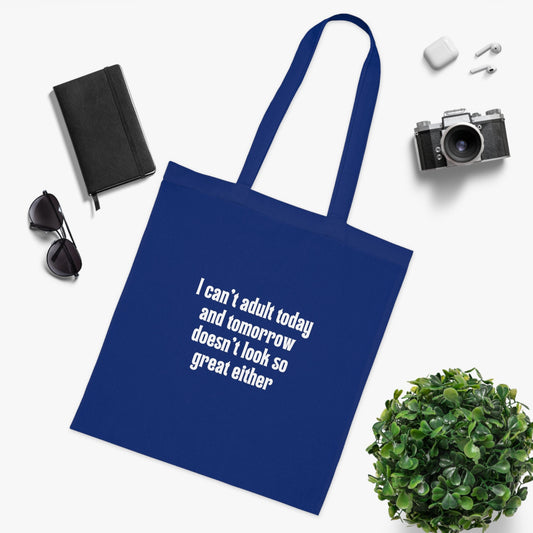 Funny Slogan Cotton Tote Bag, I Cant Adult Today, Tote Shopping Bag