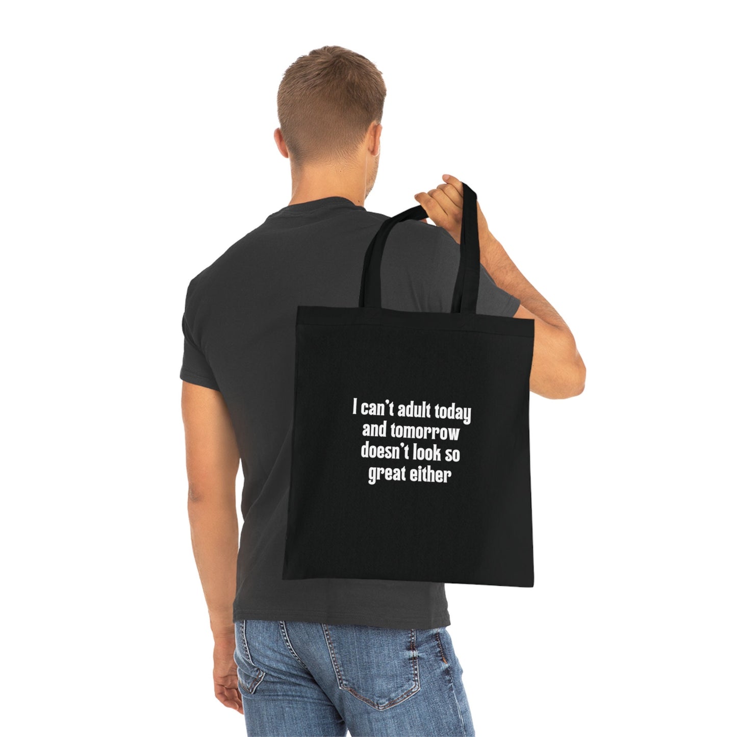 Funny Slogan Cotton Tote Bag, I Cant Adult Today, Tote Shopping Bag