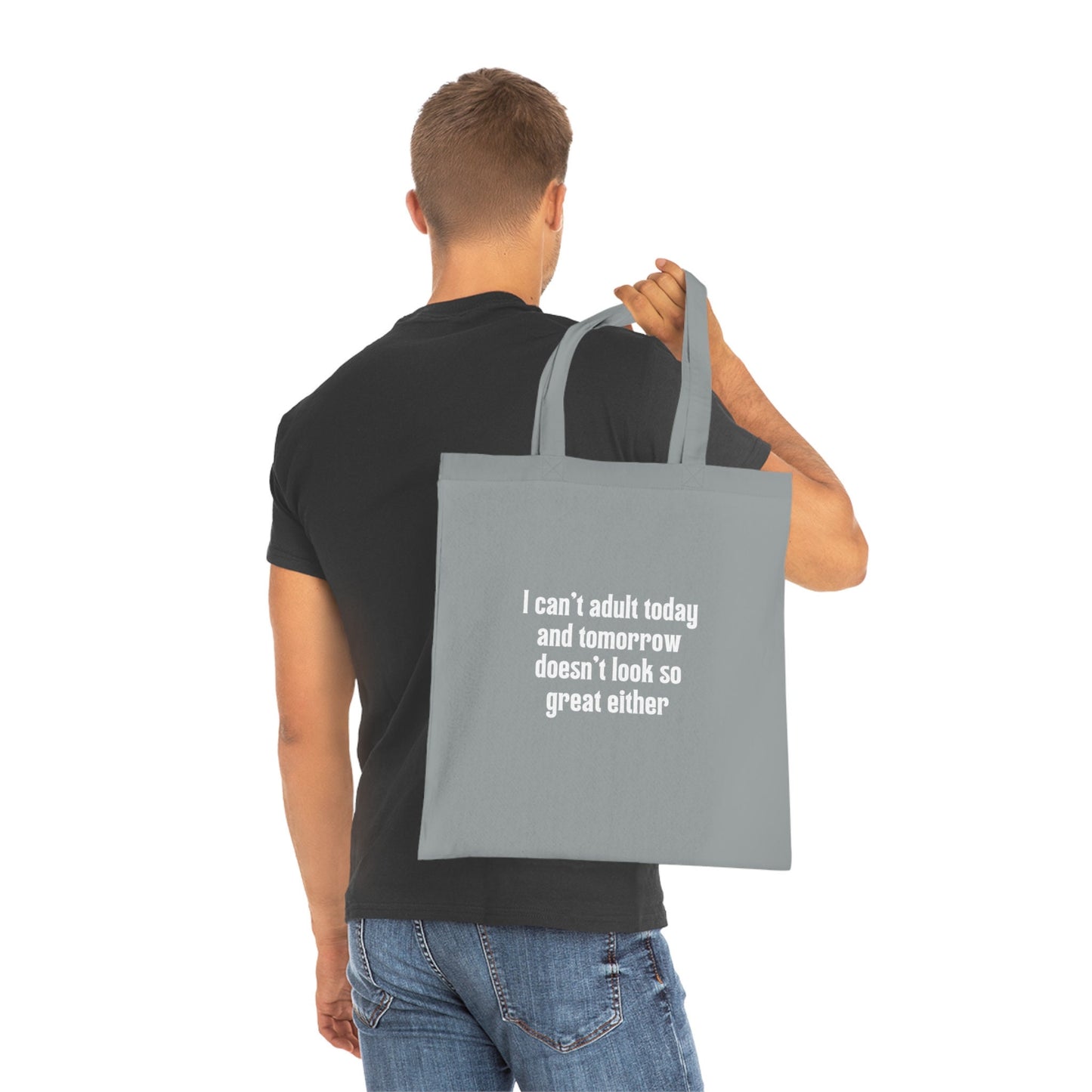 Funny Slogan Cotton Tote Bag, I Cant Adult Today, Tote Shopping Bag