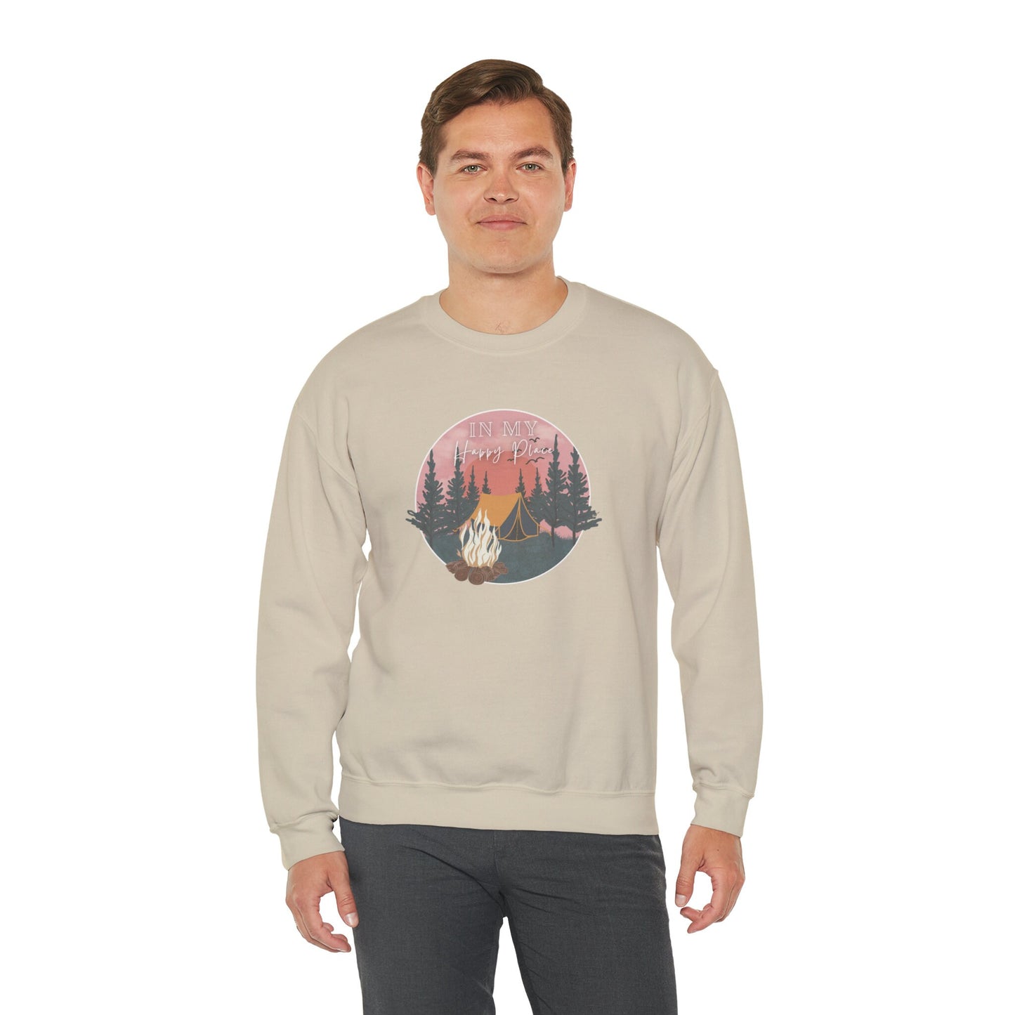 Camping In My Happy Place Sweater, Colourful Sweater, Fall Sweater, Autumn Sweatshirt