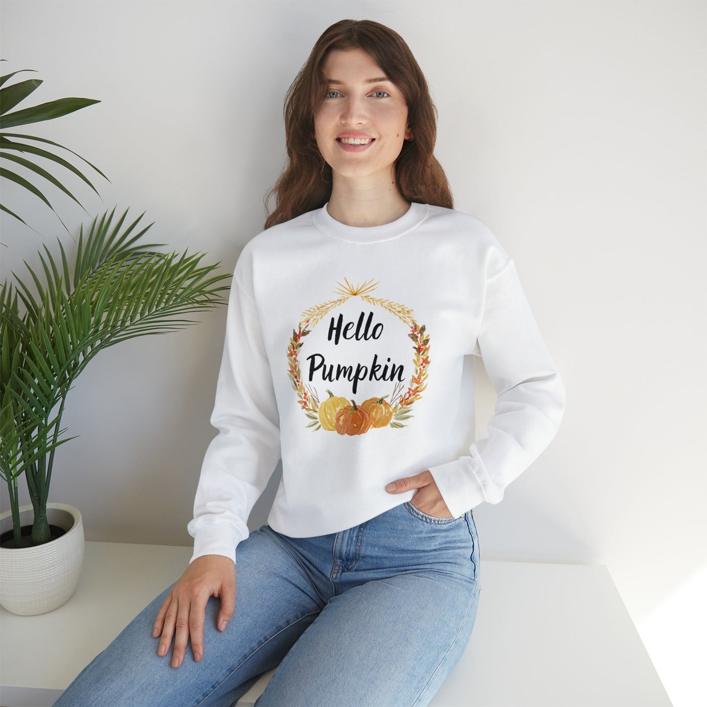 Hello Pumpkin Sweatshirt, Autumn Sweatshirt, Fall Aesthetic Sweatshirt, Long Sleeve Sweatshirt