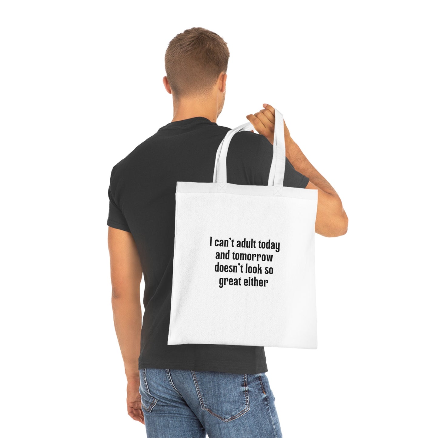 Funny Slogan Cotton Tote Bag, I Cant Adult Today, Tote Shopping Bag