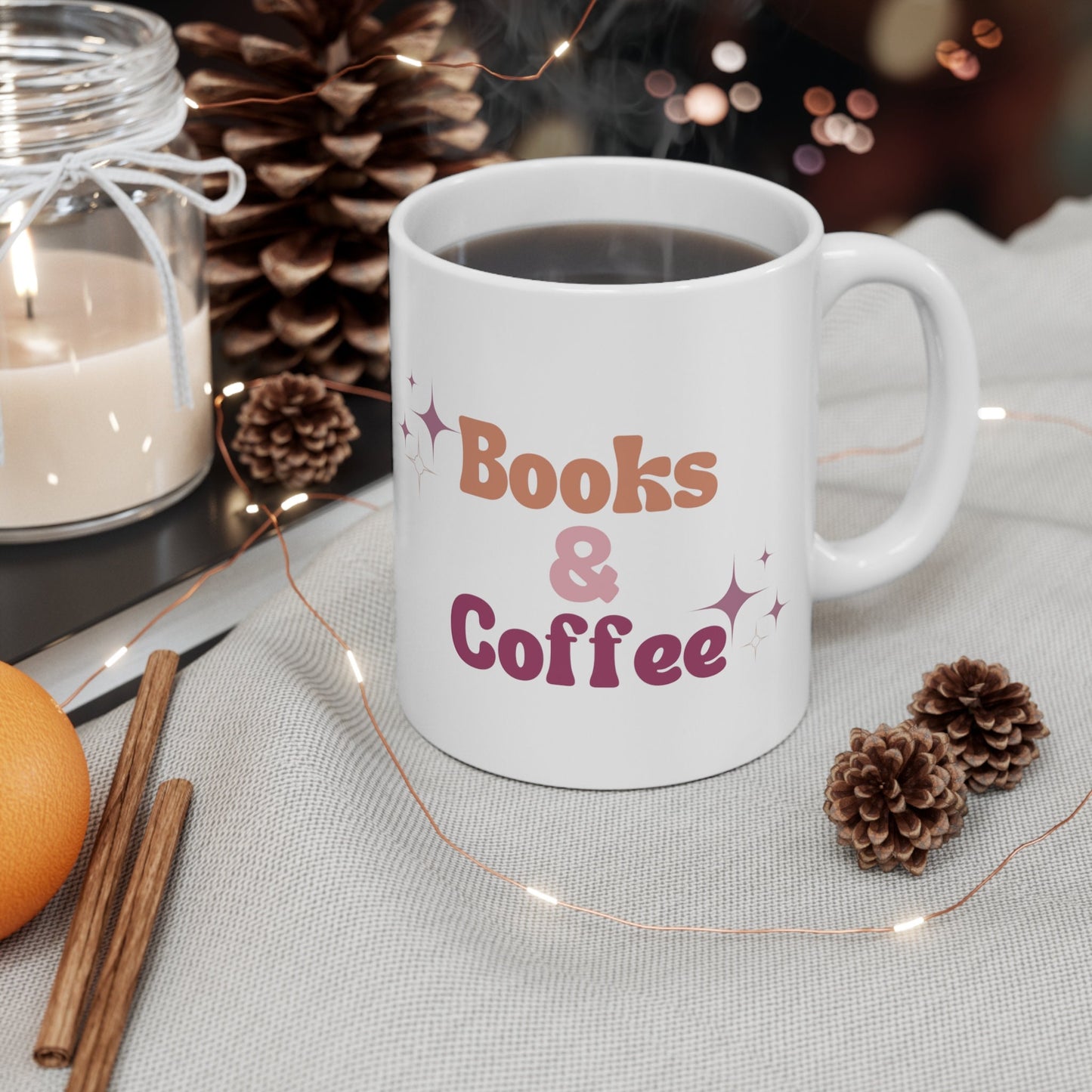 Cute Books and Coffee Mug, Slogan Mug, Ceramic Coffee Mug