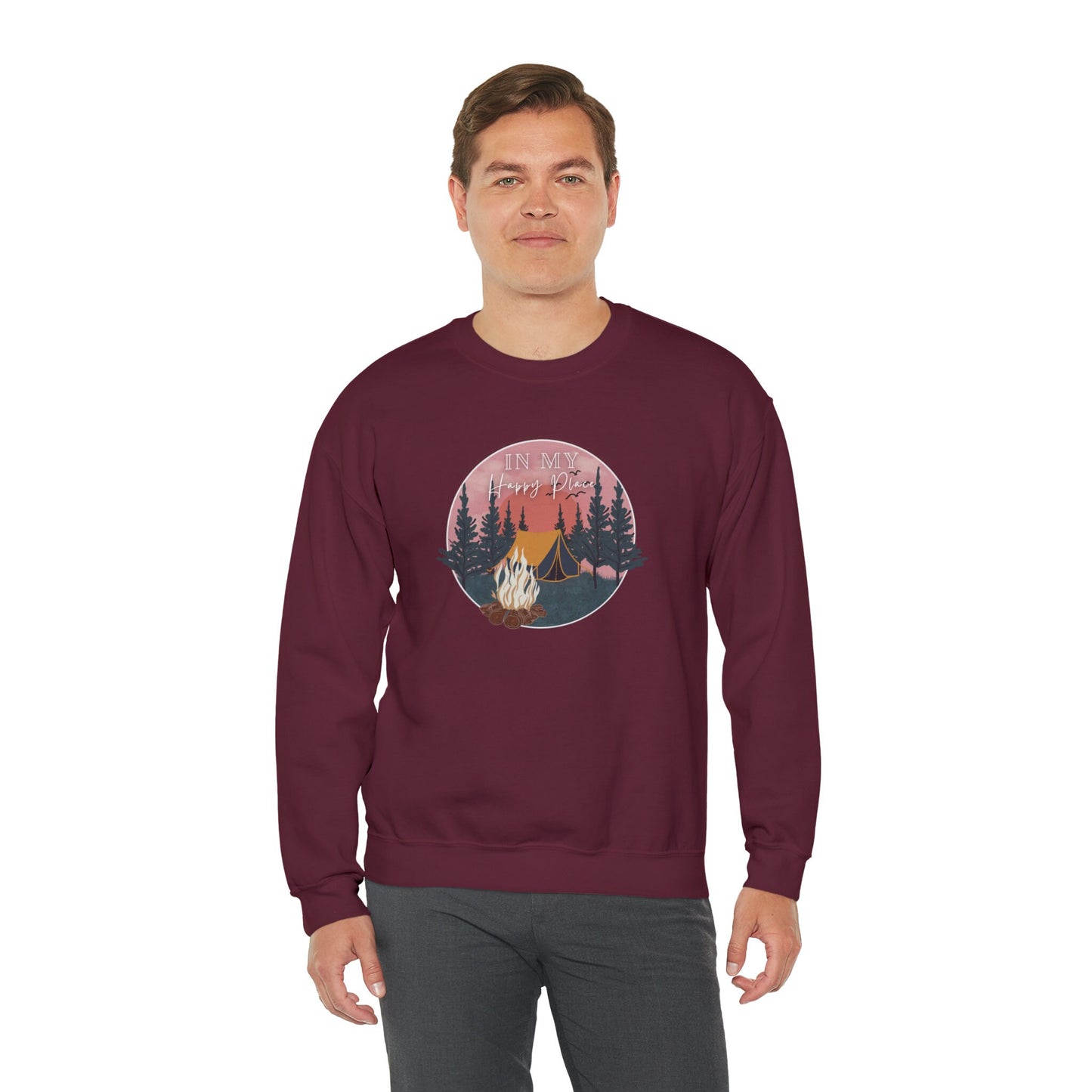 Camping In My Happy Place Sweater, Colourful Sweater, Fall Sweater, Autumn Sweatshirt