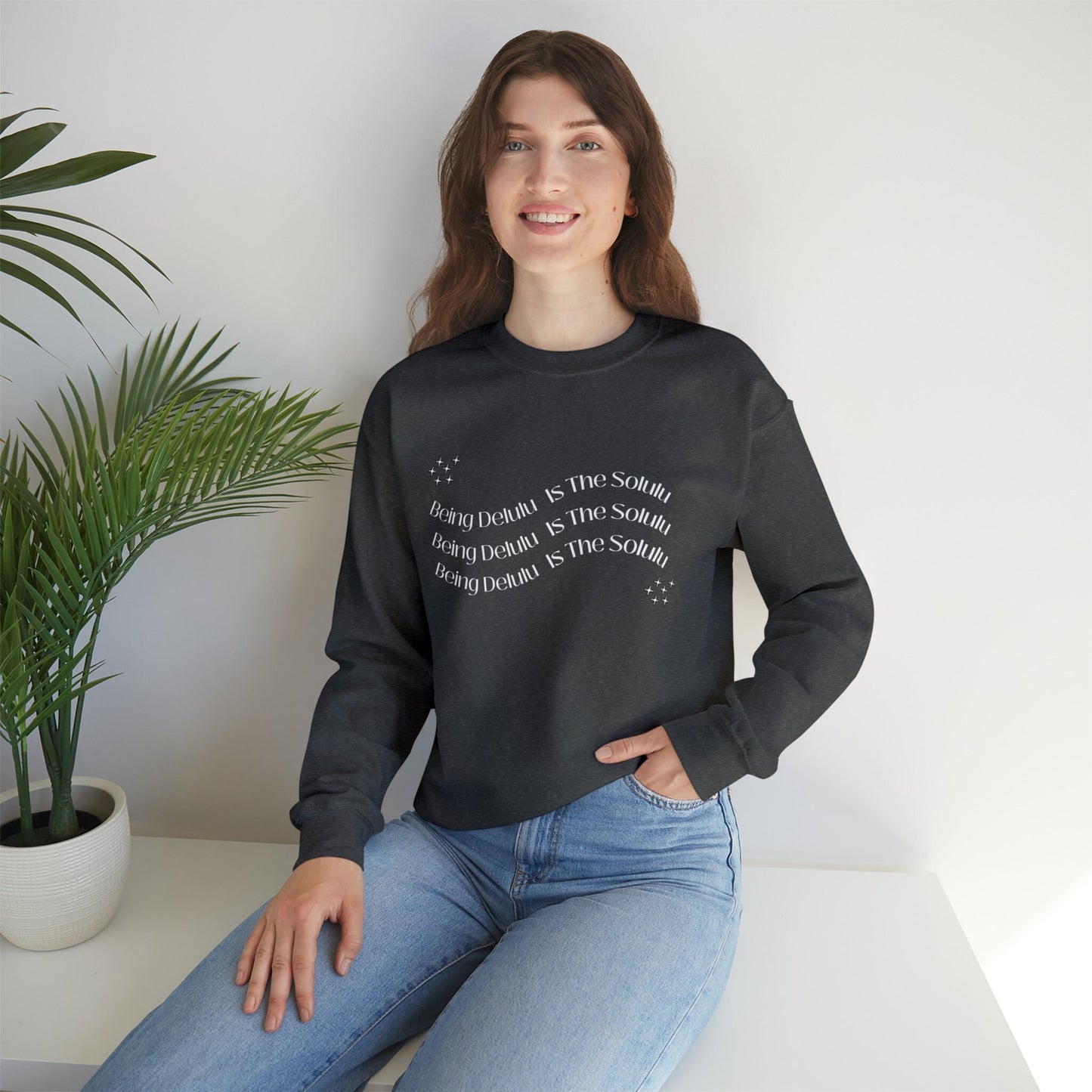 Being Delulu Is The Solulu, Funny Sweater, Slogan Sweatshirt, Unisex Sweatshirt EUR