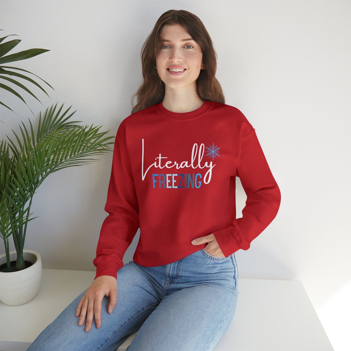 Literally Freezing, Cosy Sweater, Slogan Sweatshirt, Womens Sweatshirt EUR