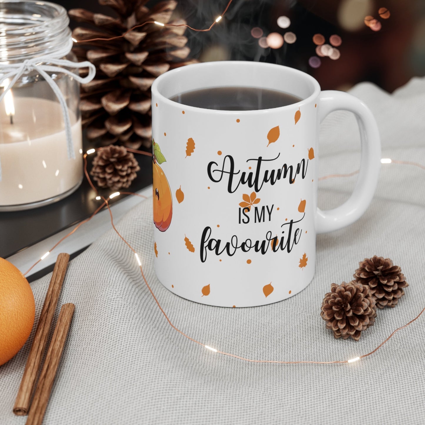 Cute Autumn Is My Faourite Tea Mug, Slogan Tea Mug, Ceramic Mug